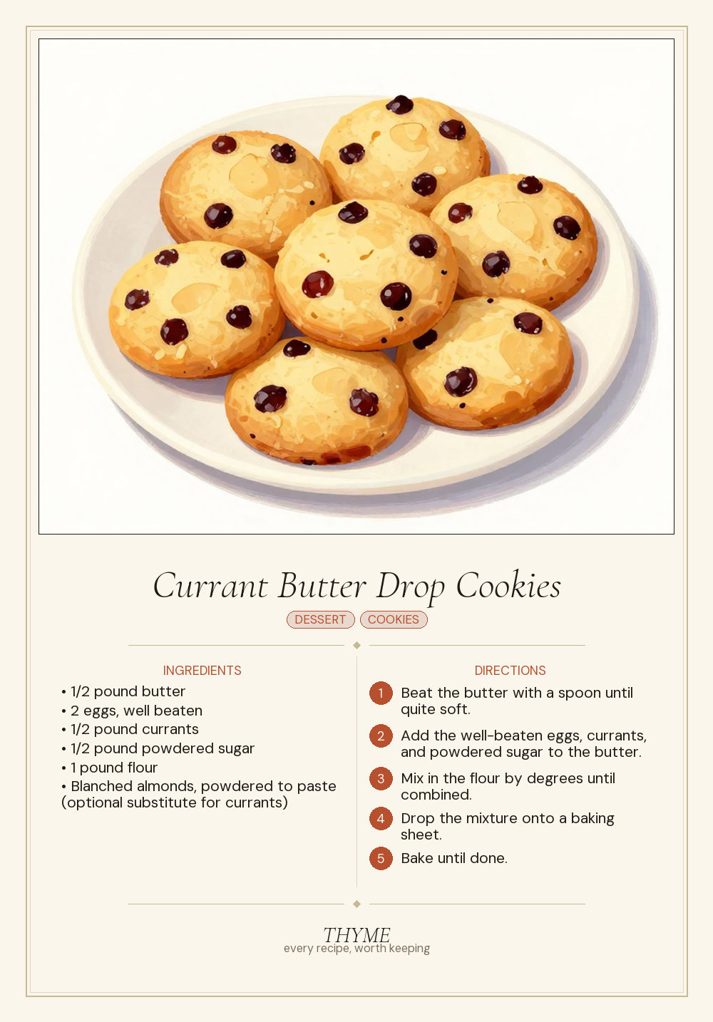 Currant Butter Drop Cookies