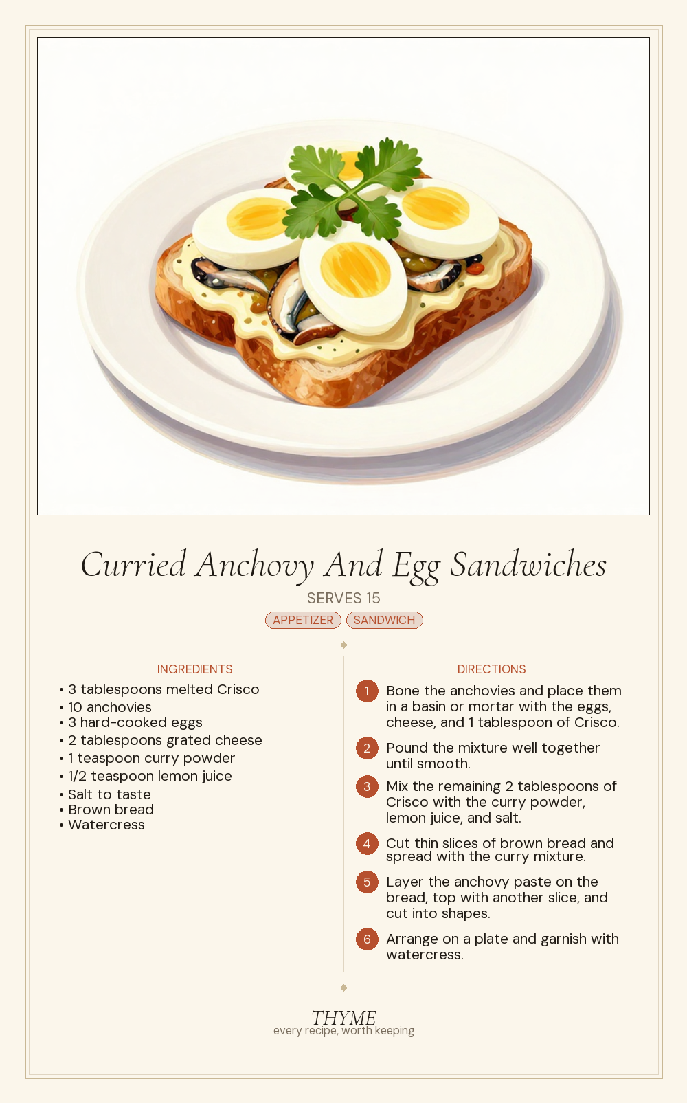 Curried Anchovy And Egg Sandwiches