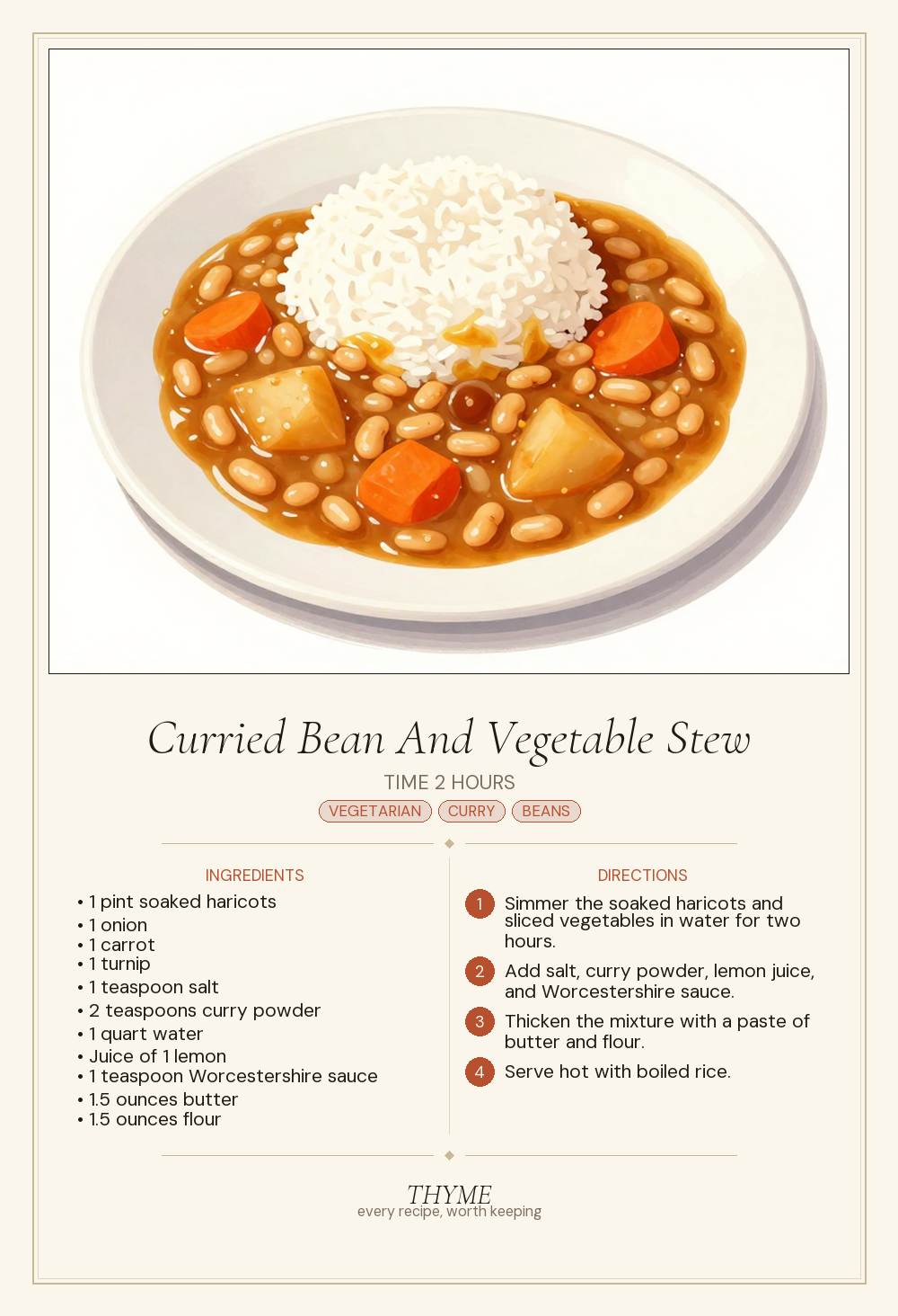 Curried Bean And Vegetable Stew