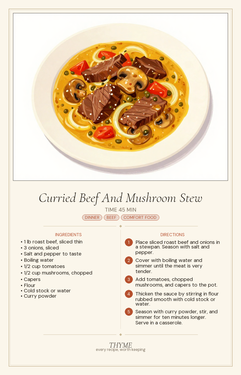 Curried Beef And Mushroom Stew
