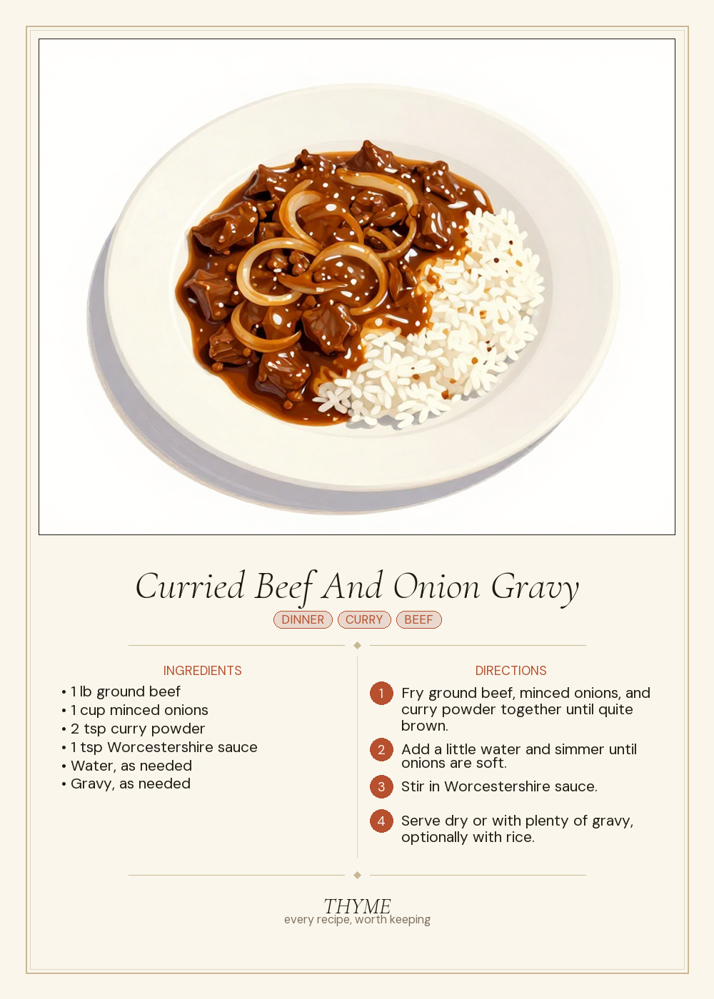 Curried Beef And Onion Gravy