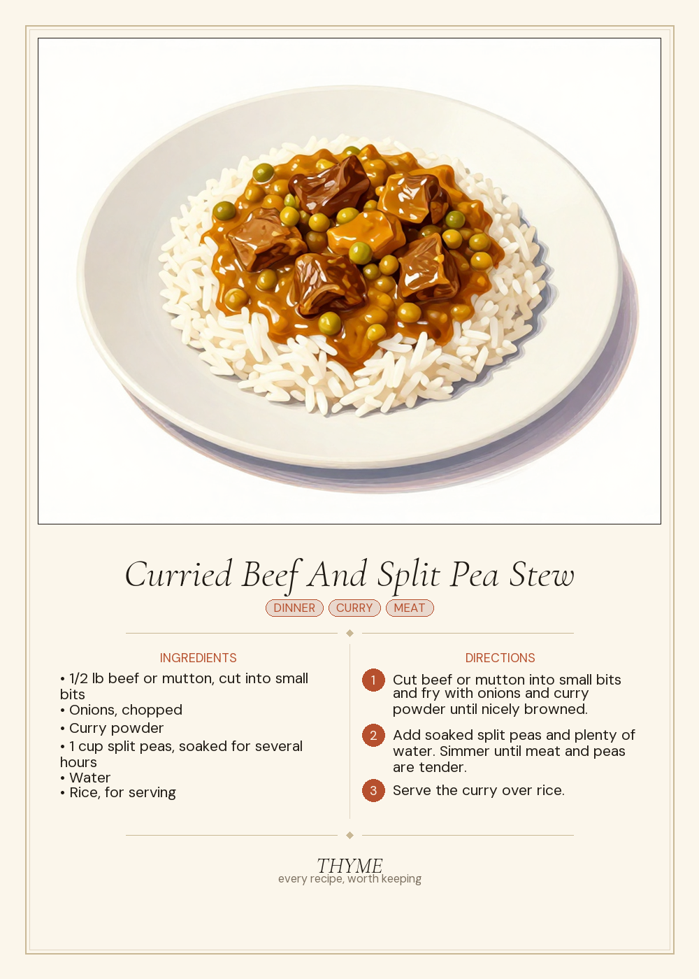 Curried Beef And Split Pea Stew