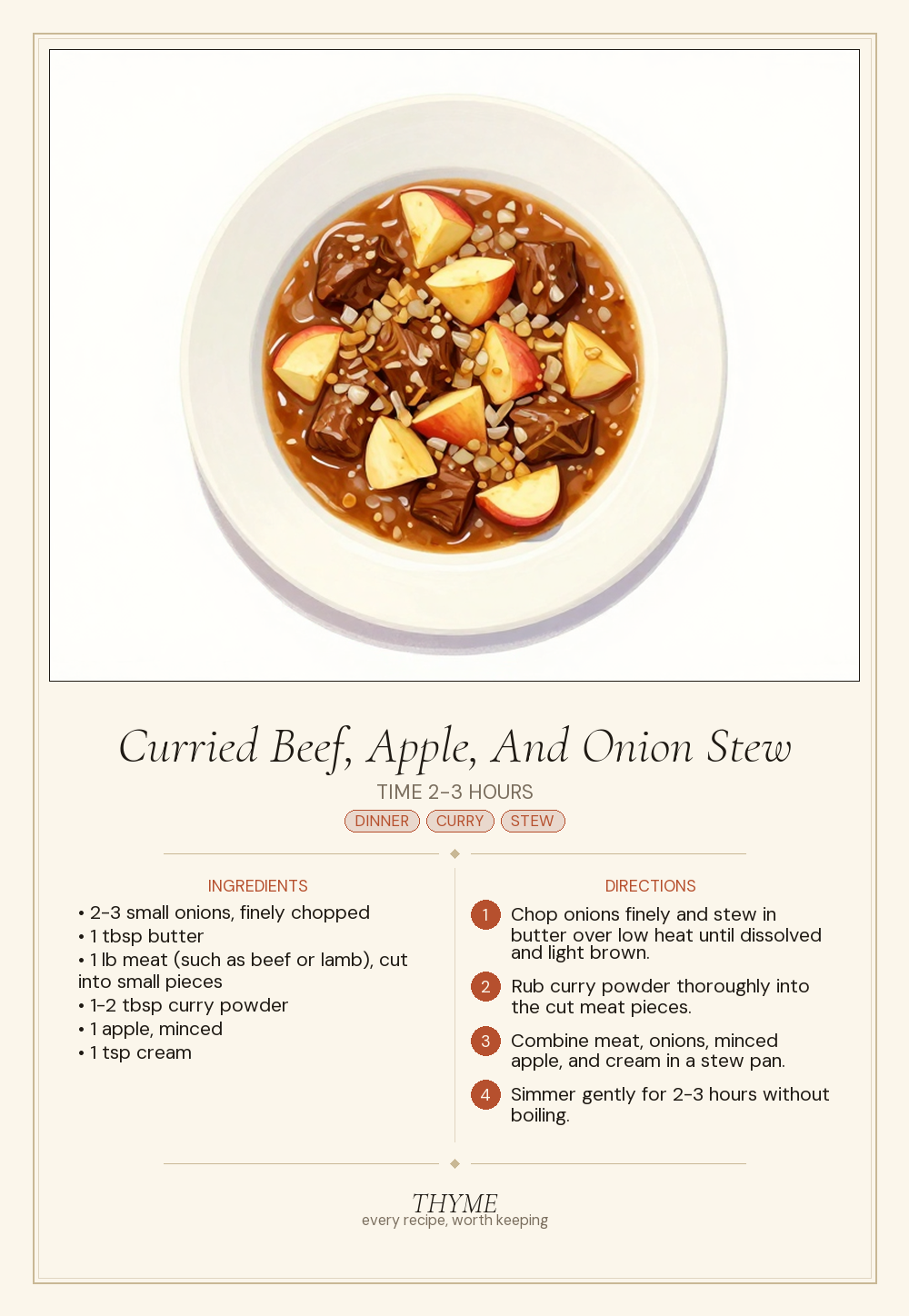 Curried Beef, Apple, And Onion Stew