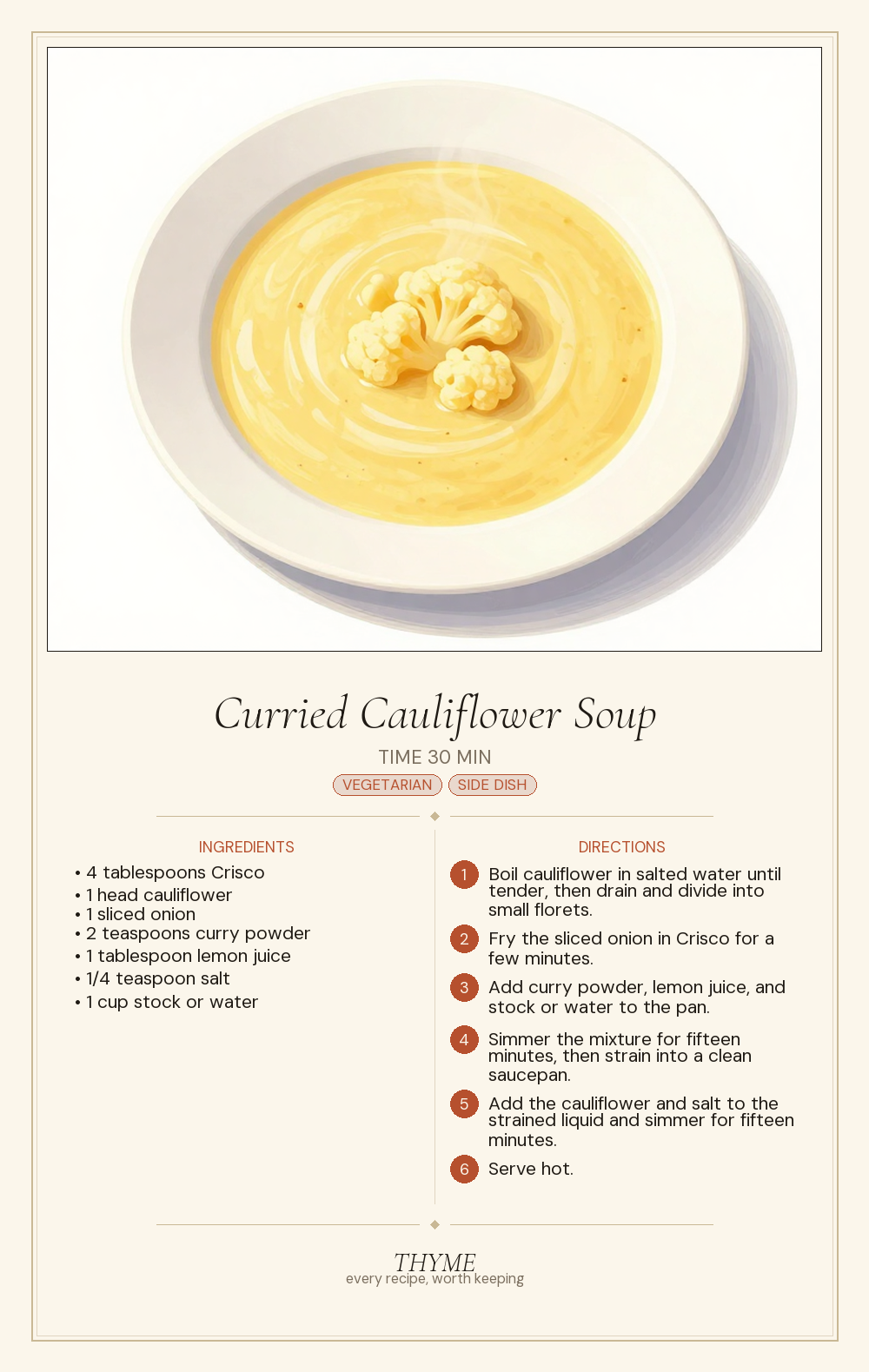 Curried Cauliflower Soup