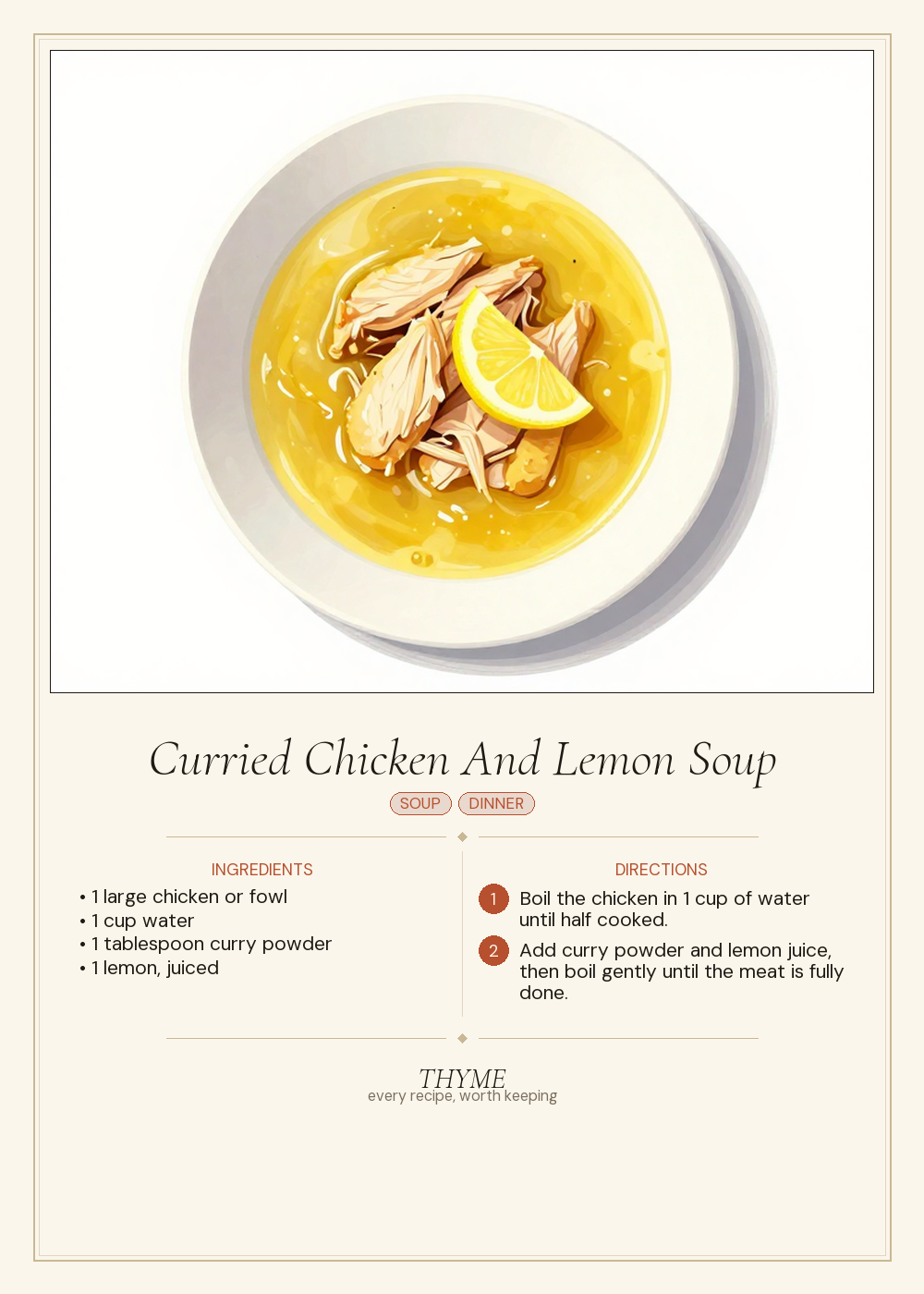 Curried Chicken And Lemon Soup