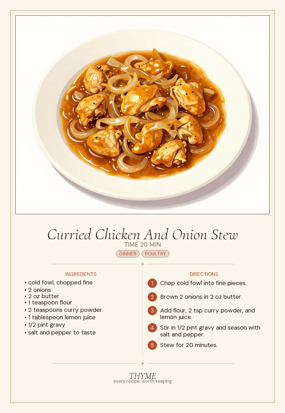 Curried Chicken And Onion Stew