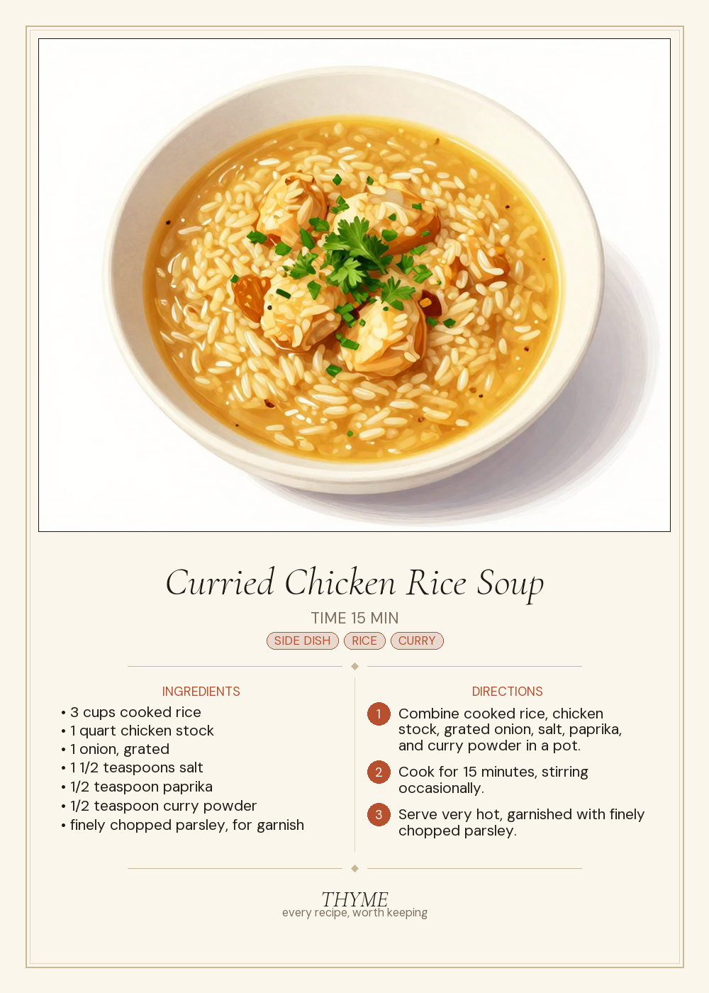 Curried Chicken Rice Soup