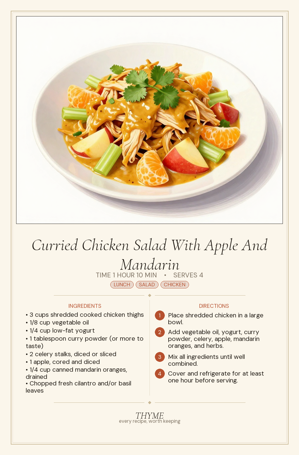 Curried Chicken Salad With Apple And Mandarin