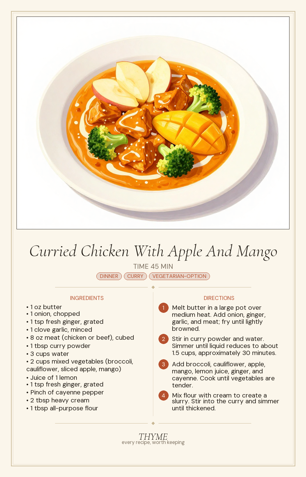 Curried Chicken With Apple And Mango