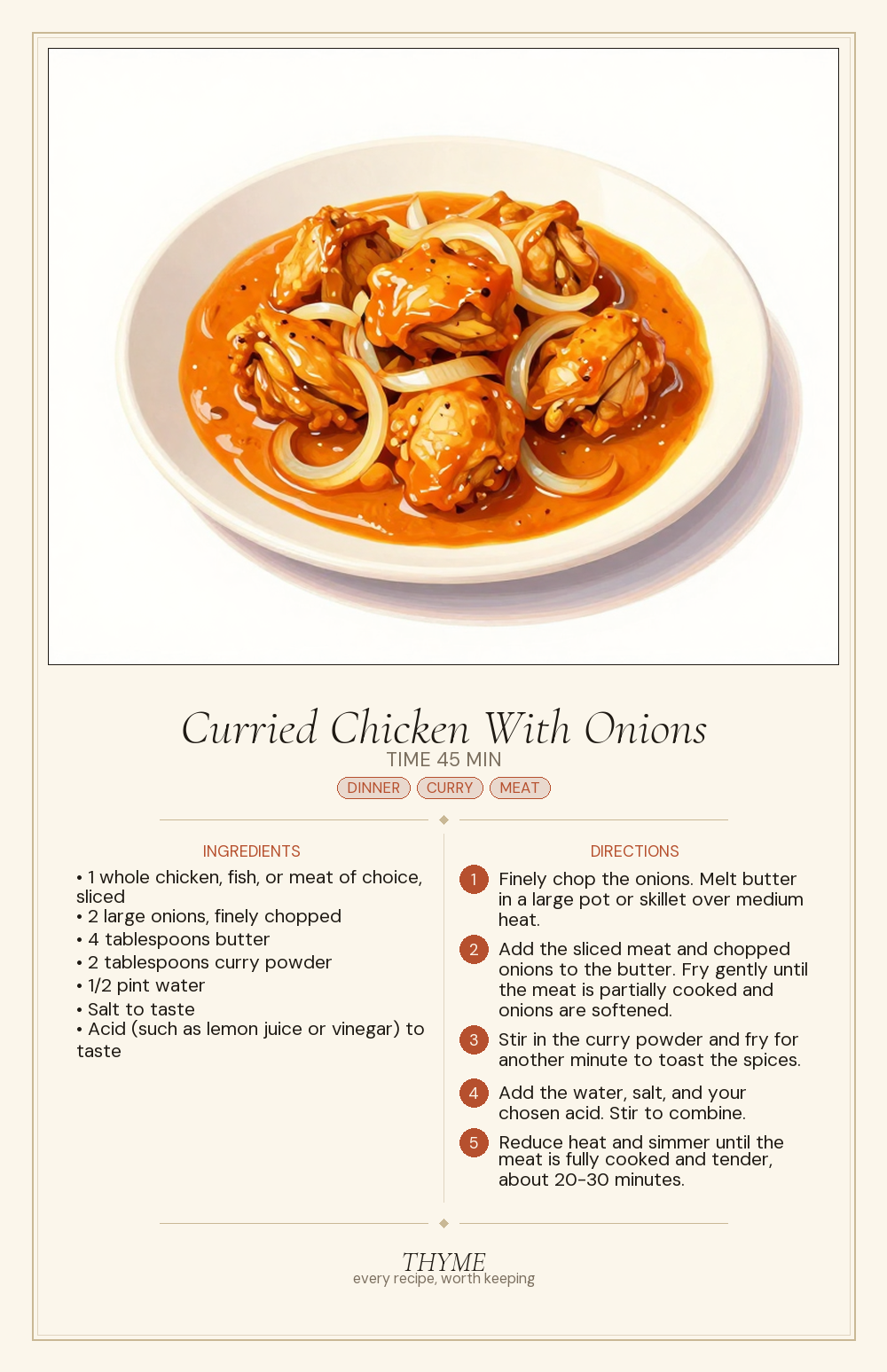 Curried Chicken With Onions