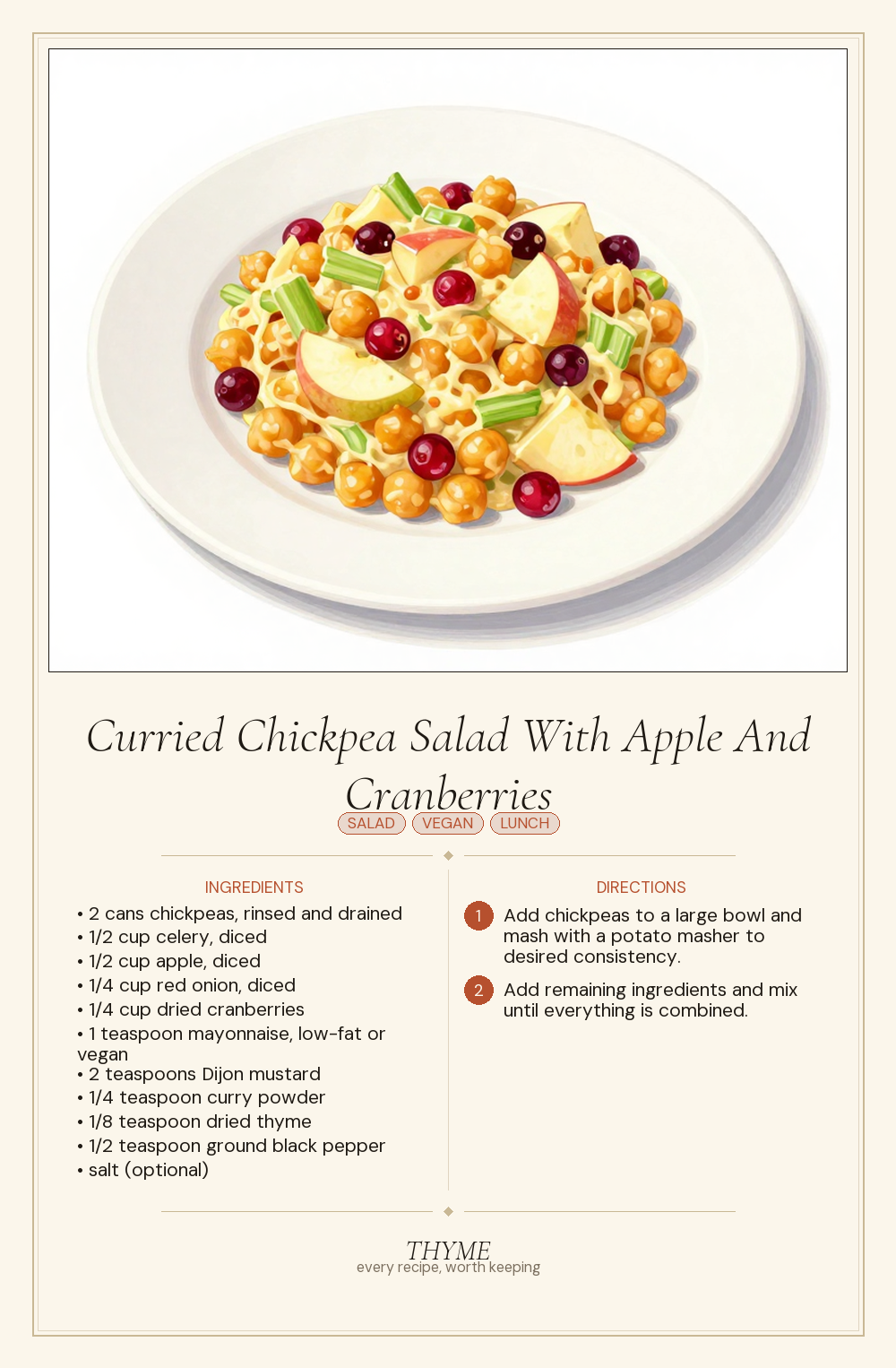 Curried Chickpea Salad With Apple And Cranberries