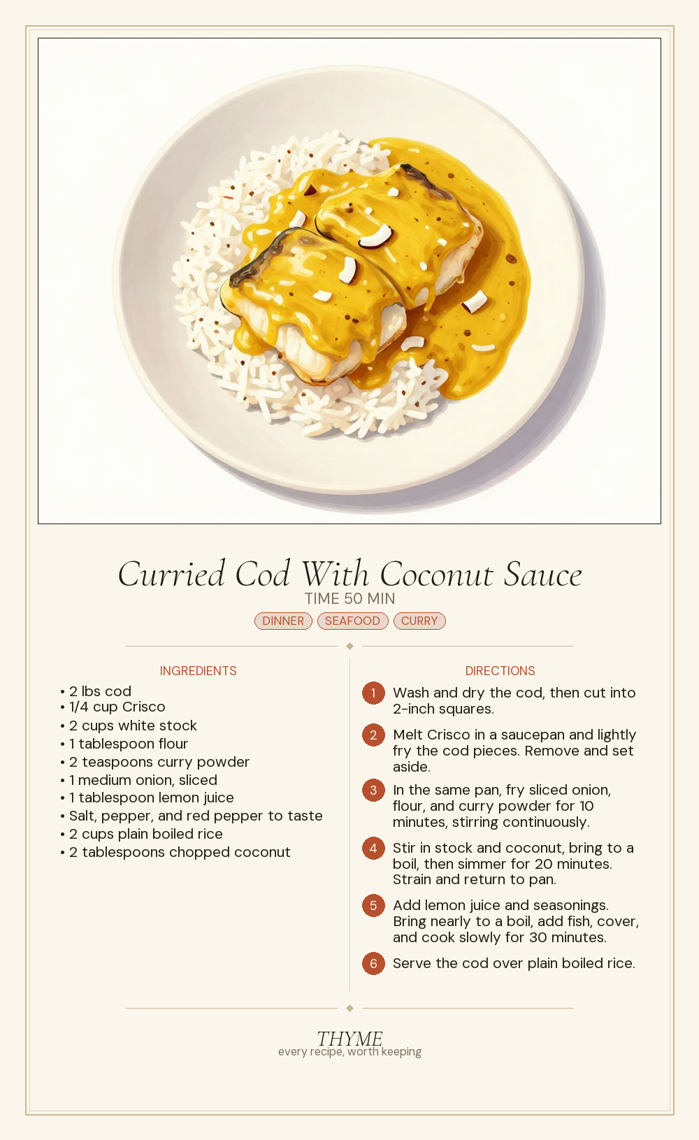 Curried Cod With Coconut Sauce