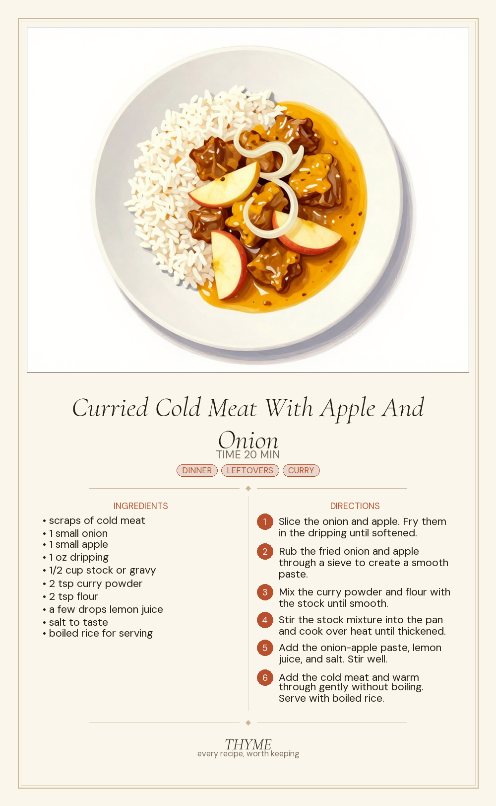 Curried Cold Meat With Apple And Onion