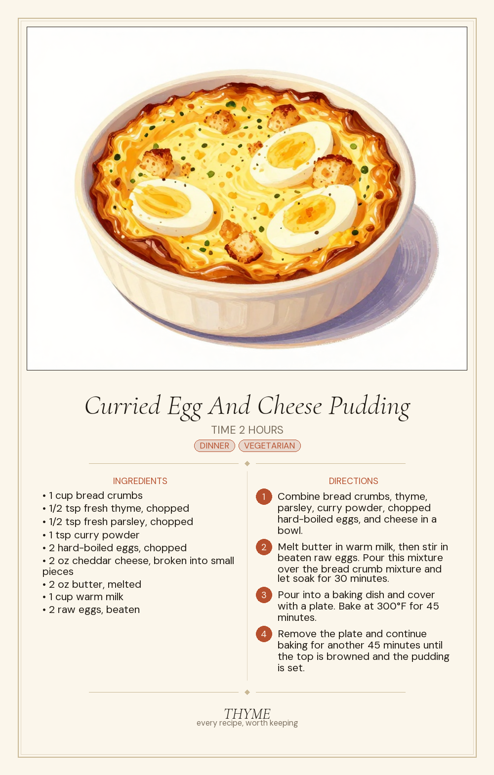 Curried Egg And Cheese Pudding