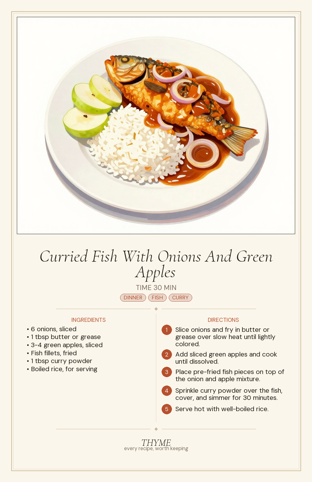 Curried Fish With Onions And Green Apples
