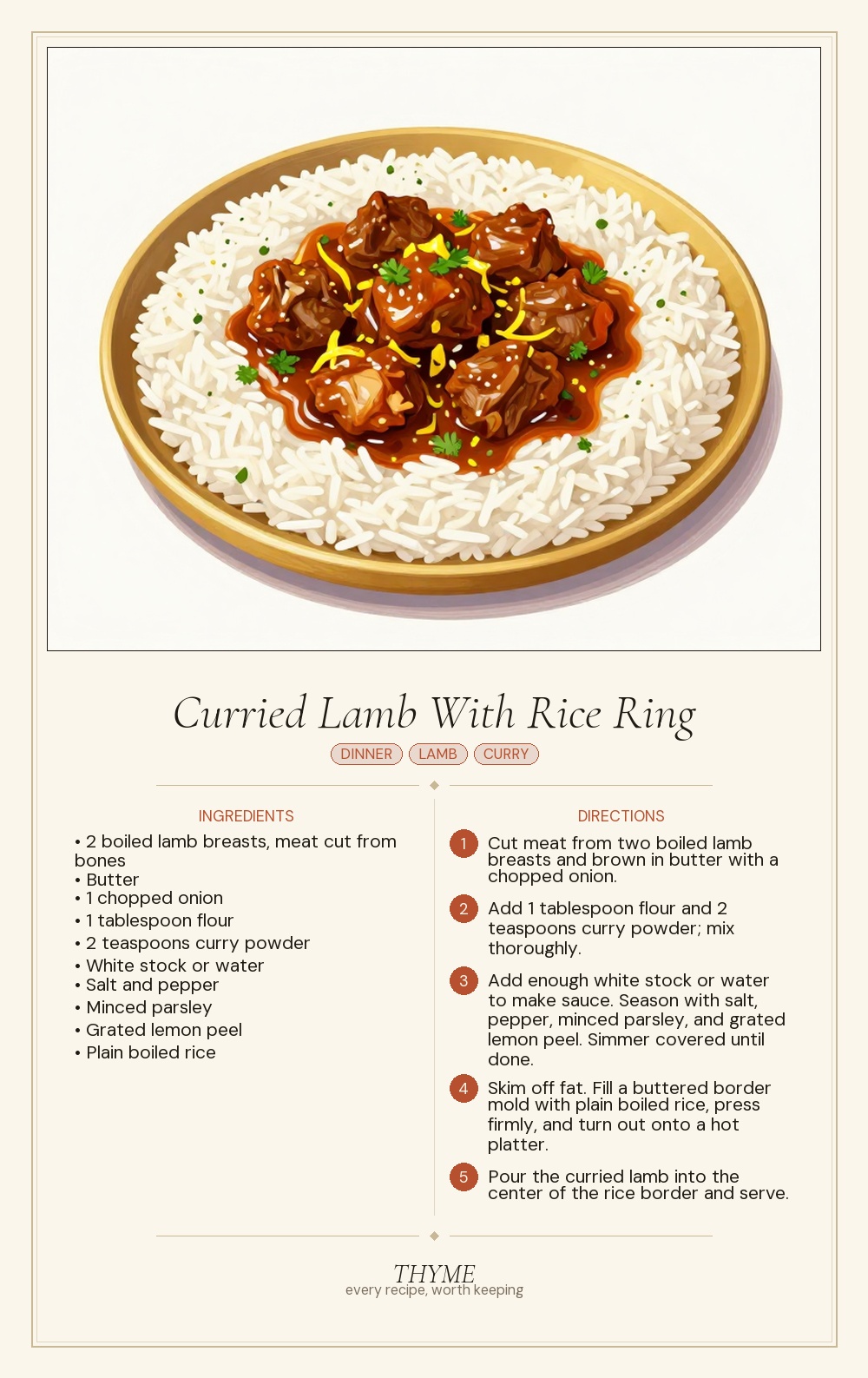 Curried Lamb With Rice Ring