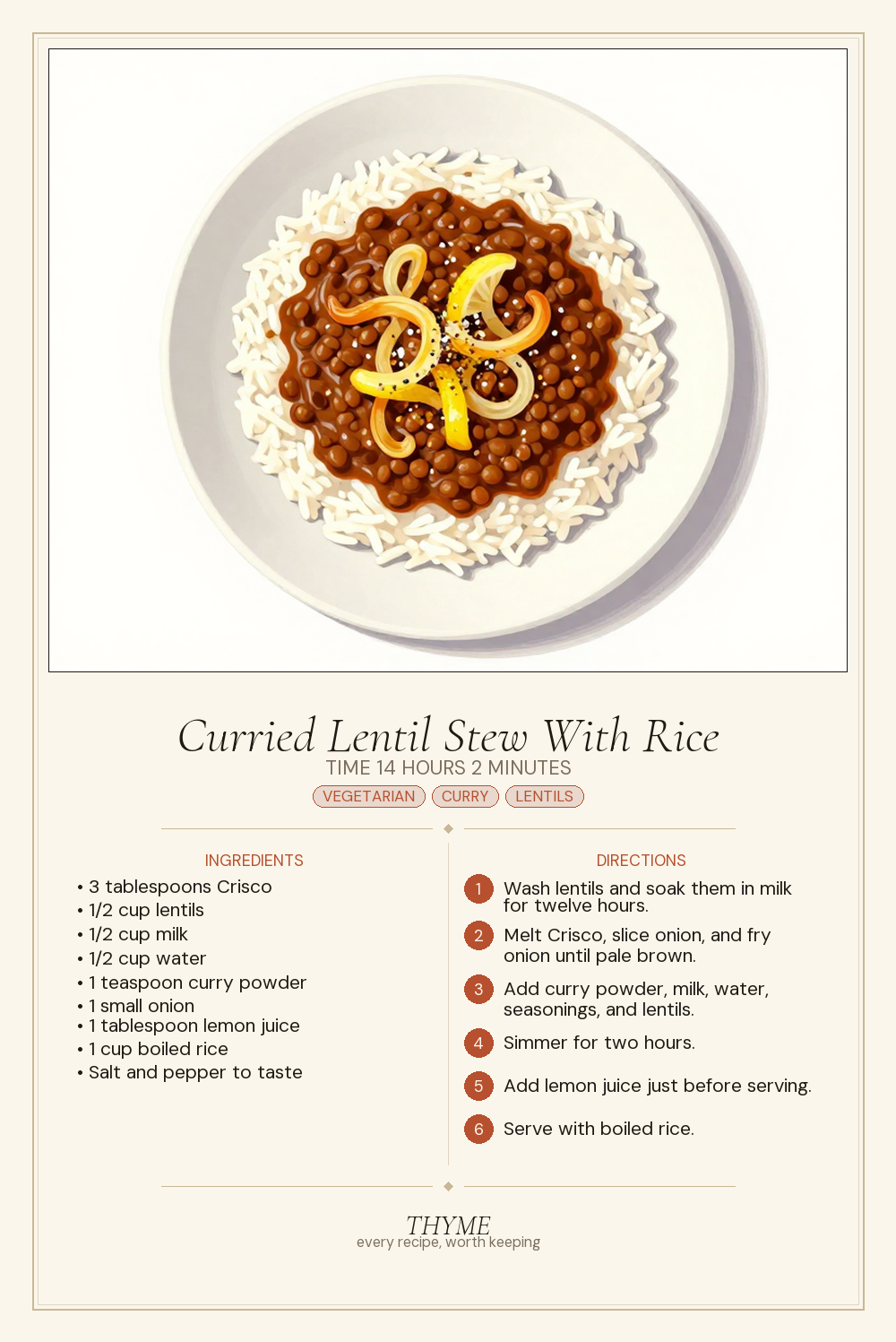 Curried Lentil Stew With Rice