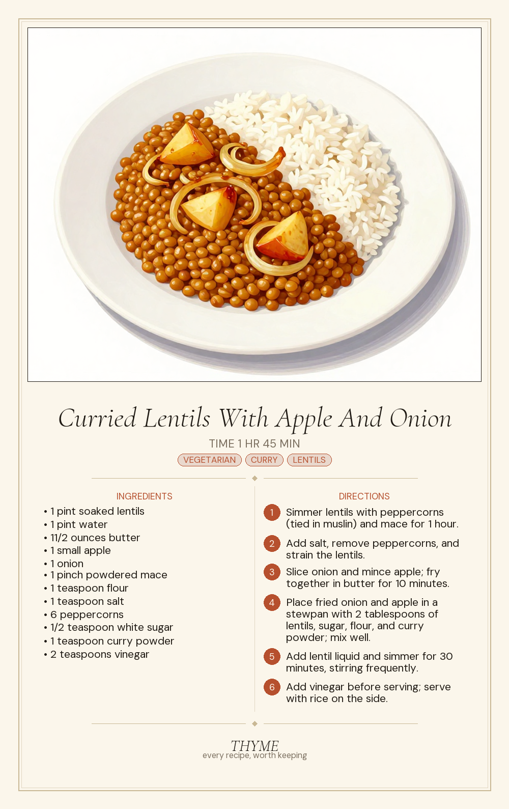 Curried Lentils With Apple And Onion