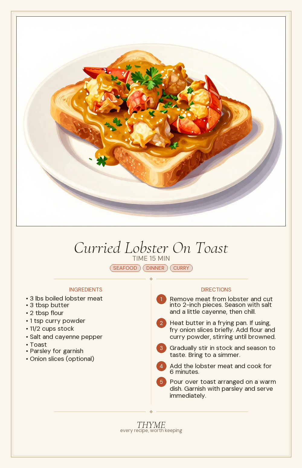 Curried Lobster On Toast