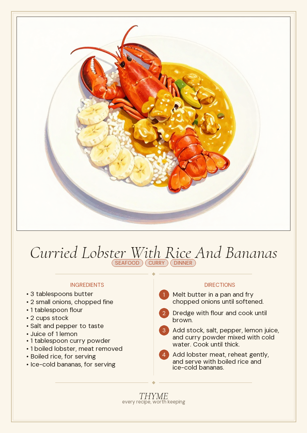Curried Lobster With Rice And Bananas