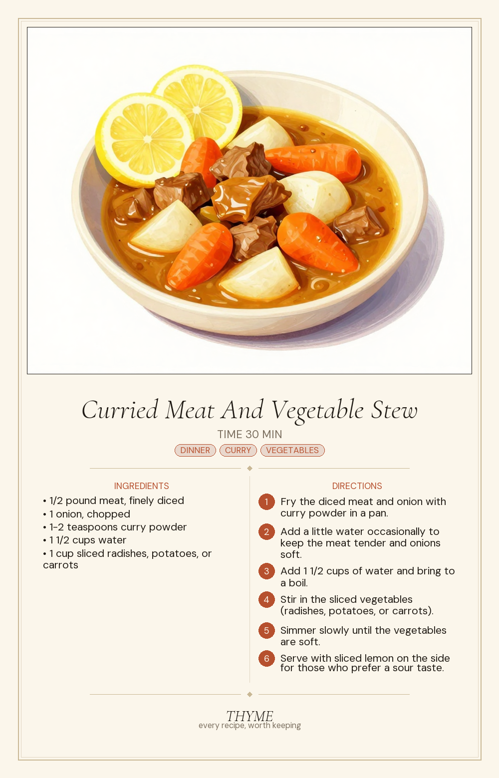 Curried Meat And Vegetable Stew