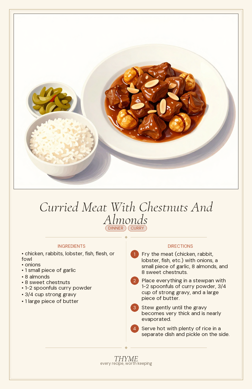 Curried Meat With Chestnuts And Almonds