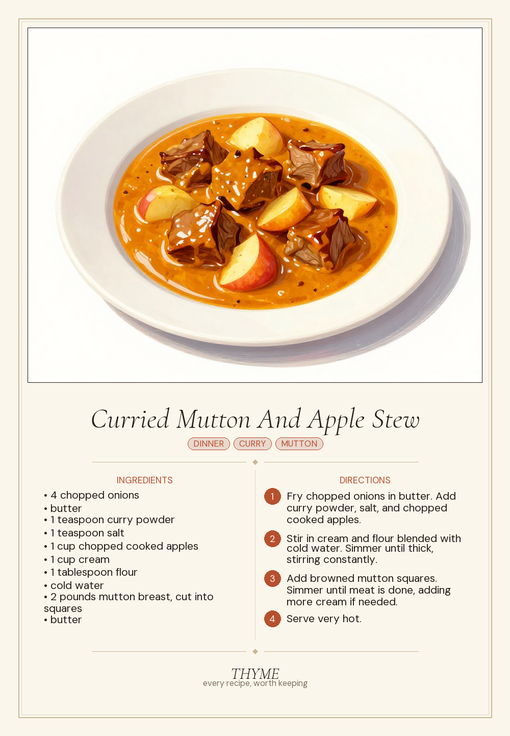 Curried Mutton And Apple Stew