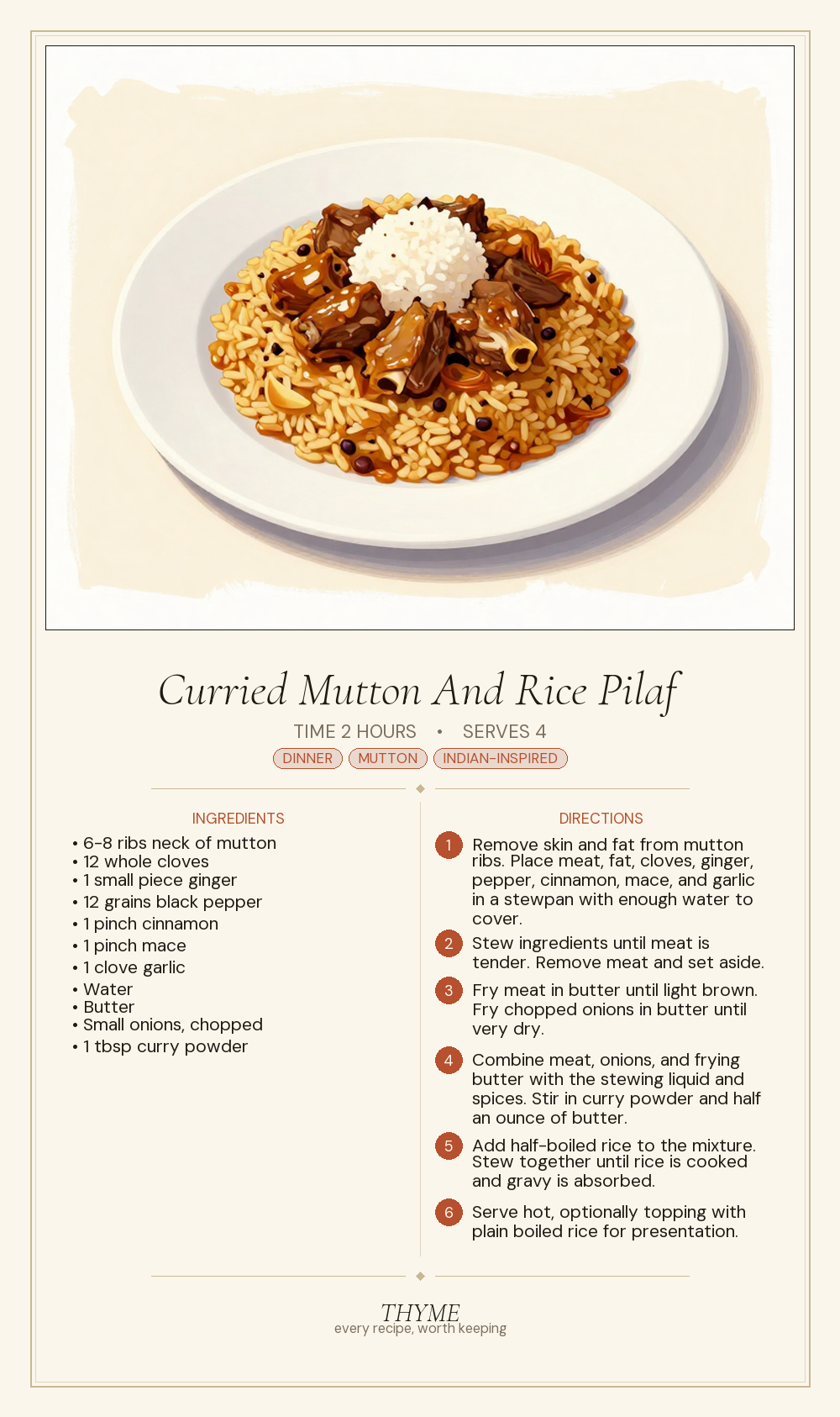 Curried Mutton And Rice Pilaf