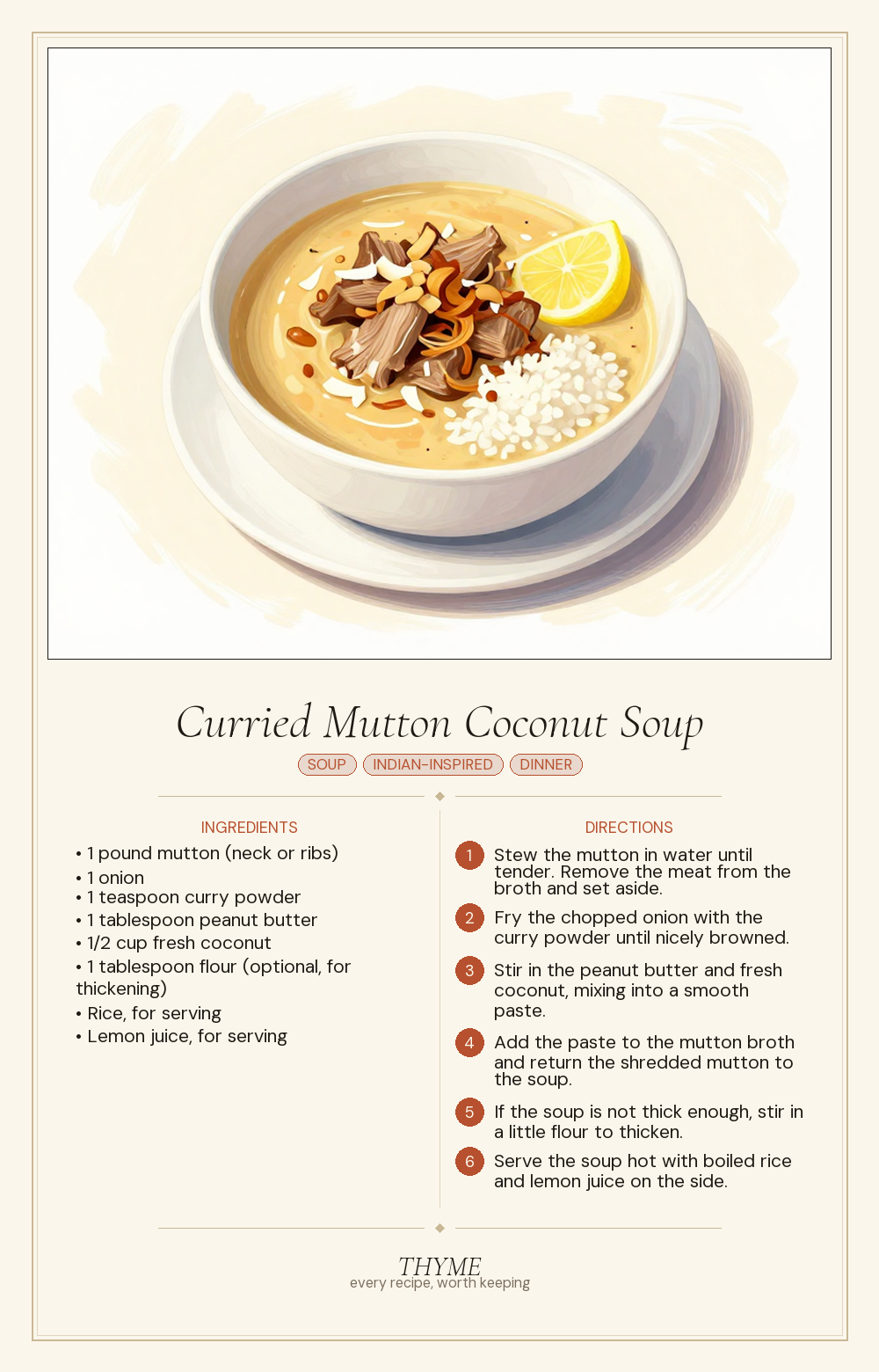 Curried Mutton Coconut Soup