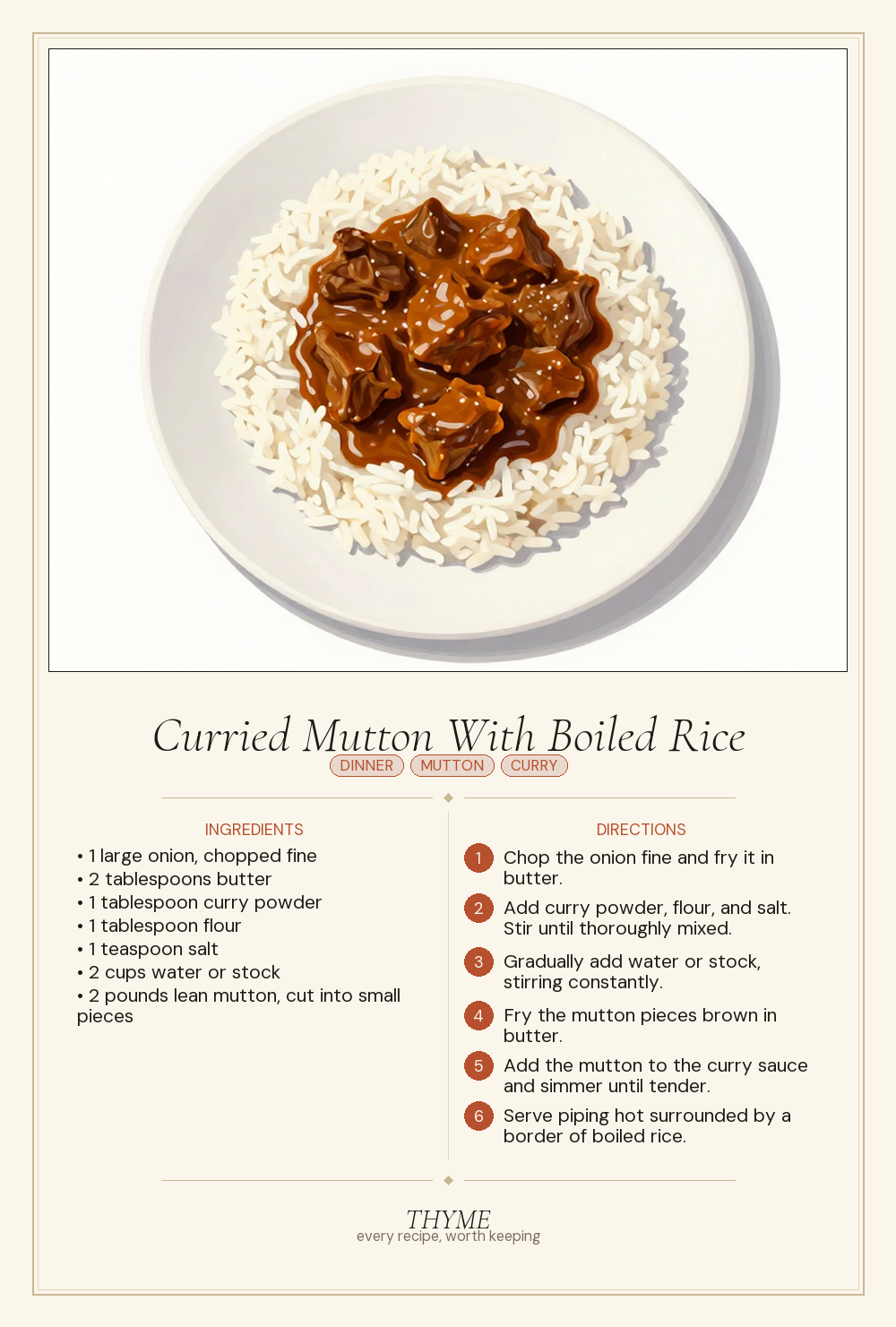 Curried Mutton With Boiled Rice