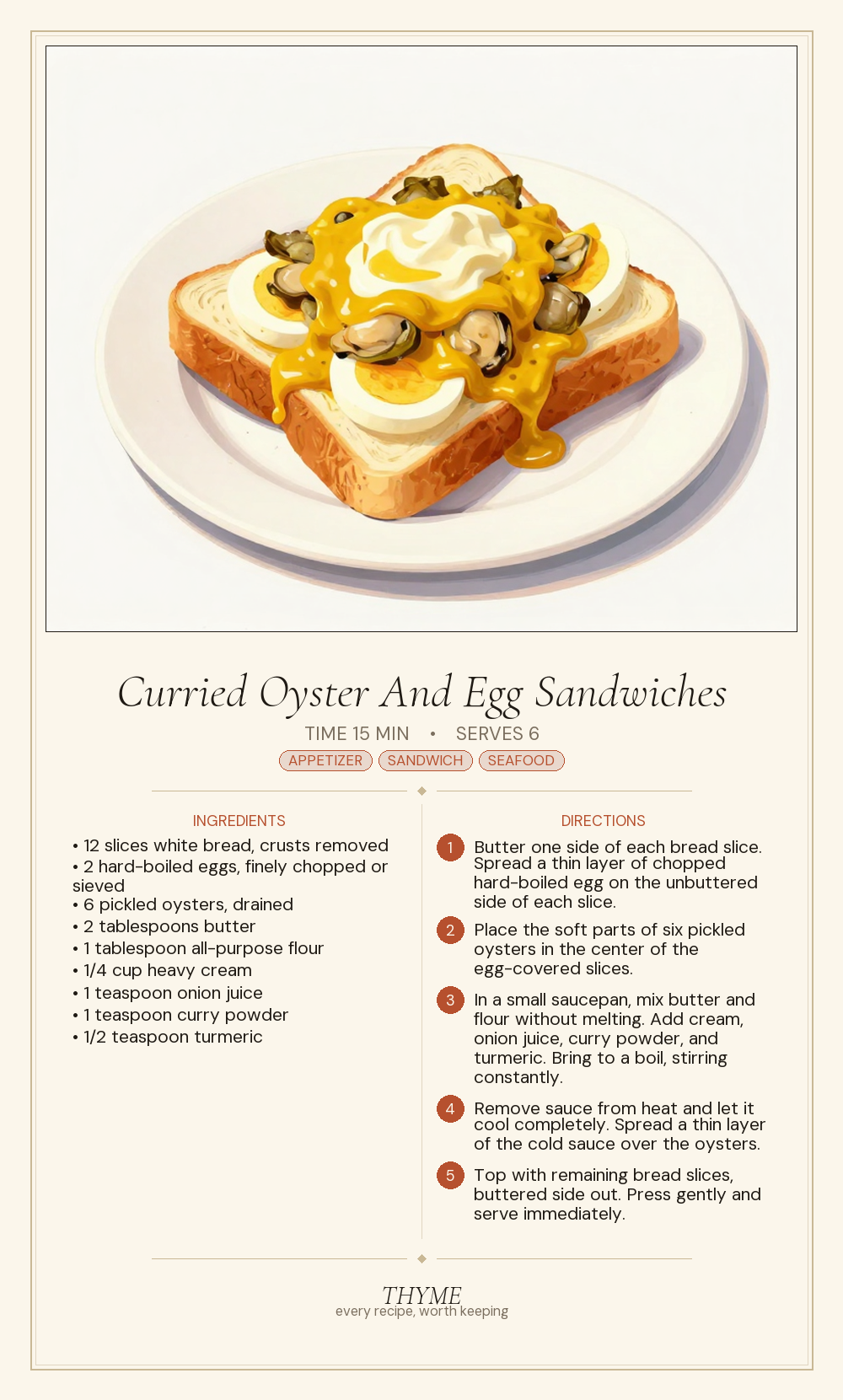 Curried Oyster And Egg Sandwiches