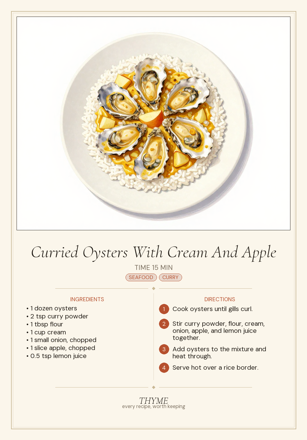 Curried Oysters With Cream And Apple