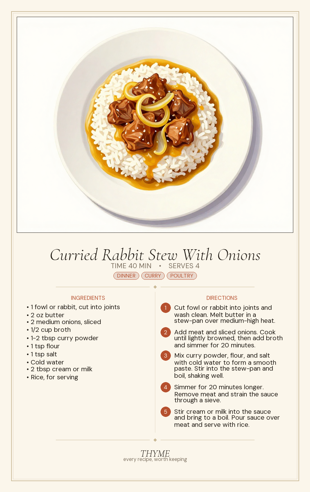 Curried Rabbit Stew With Onions