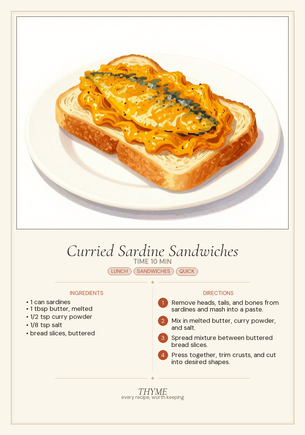 Curried Sardine Sandwiches