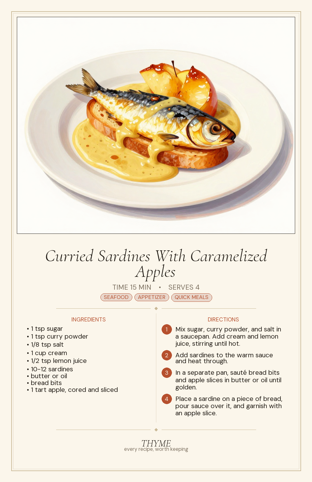 Curried Sardines With Caramelized Apples