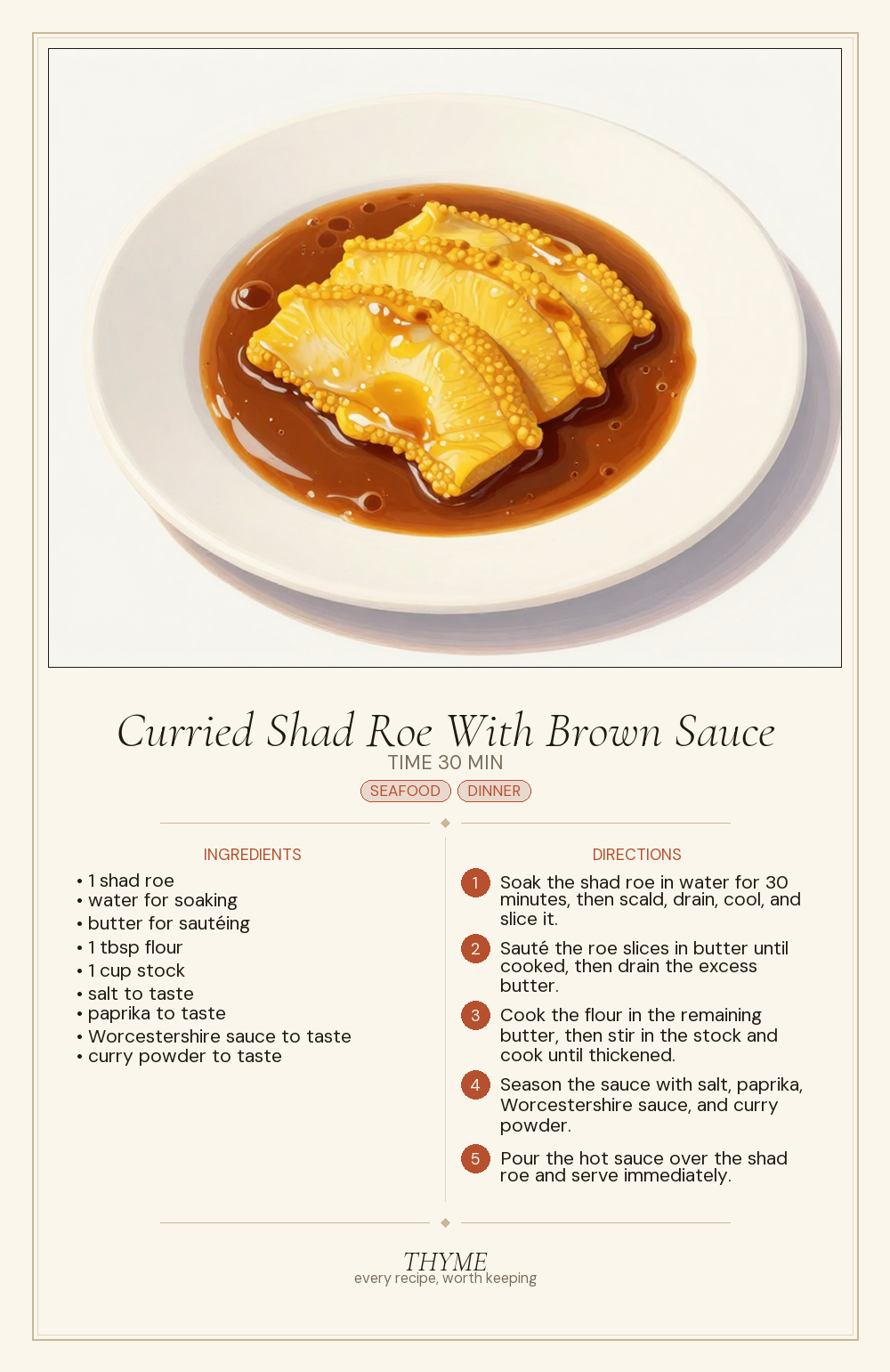 Curried Shad Roe With Brown Sauce