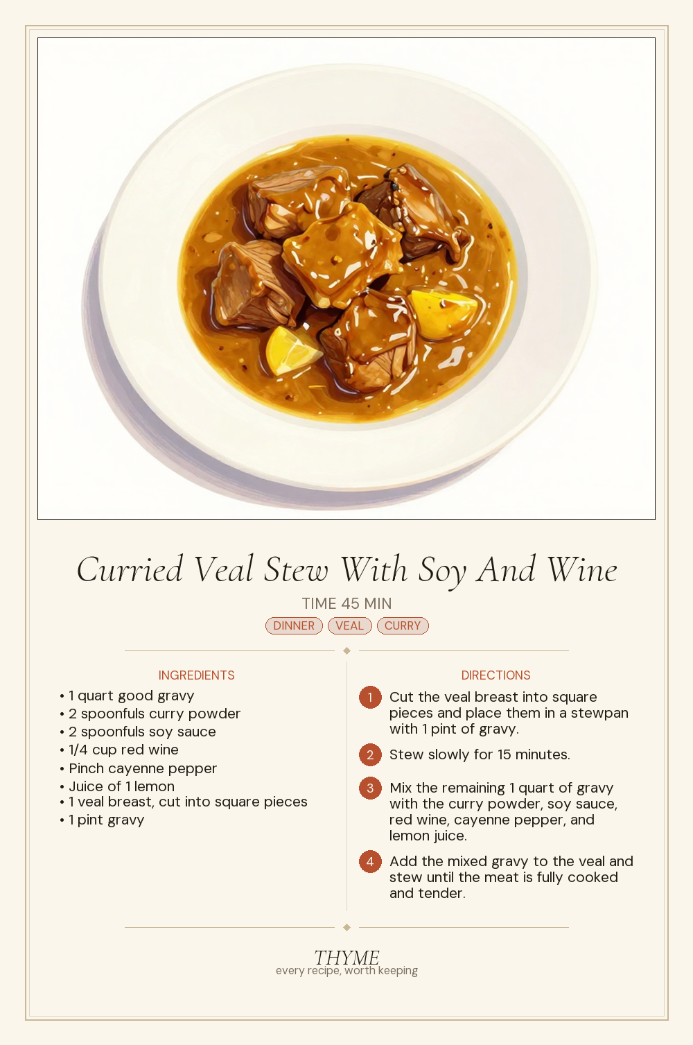 Curried Veal Stew With Soy And Wine