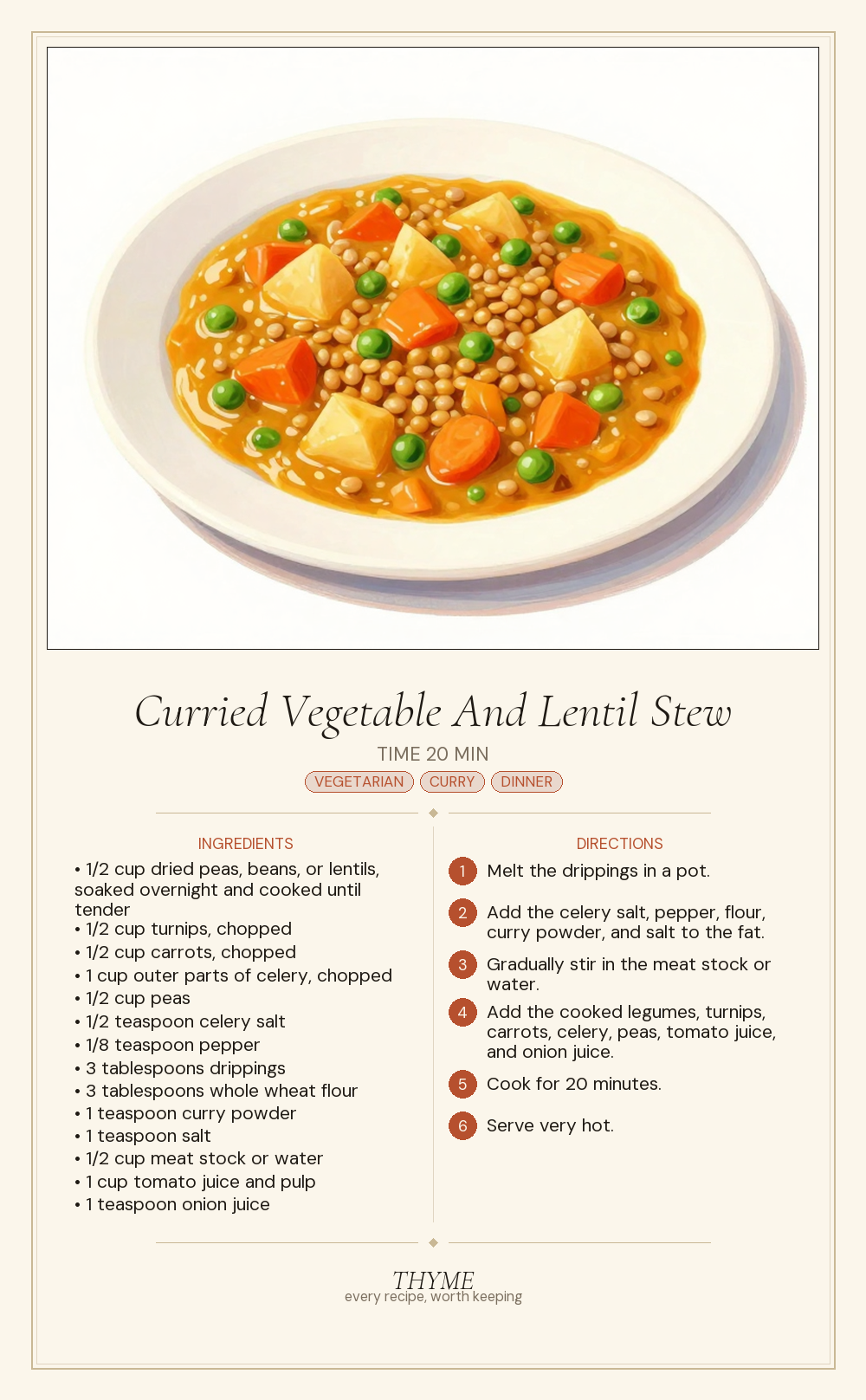 Curried Vegetable And Lentil Stew