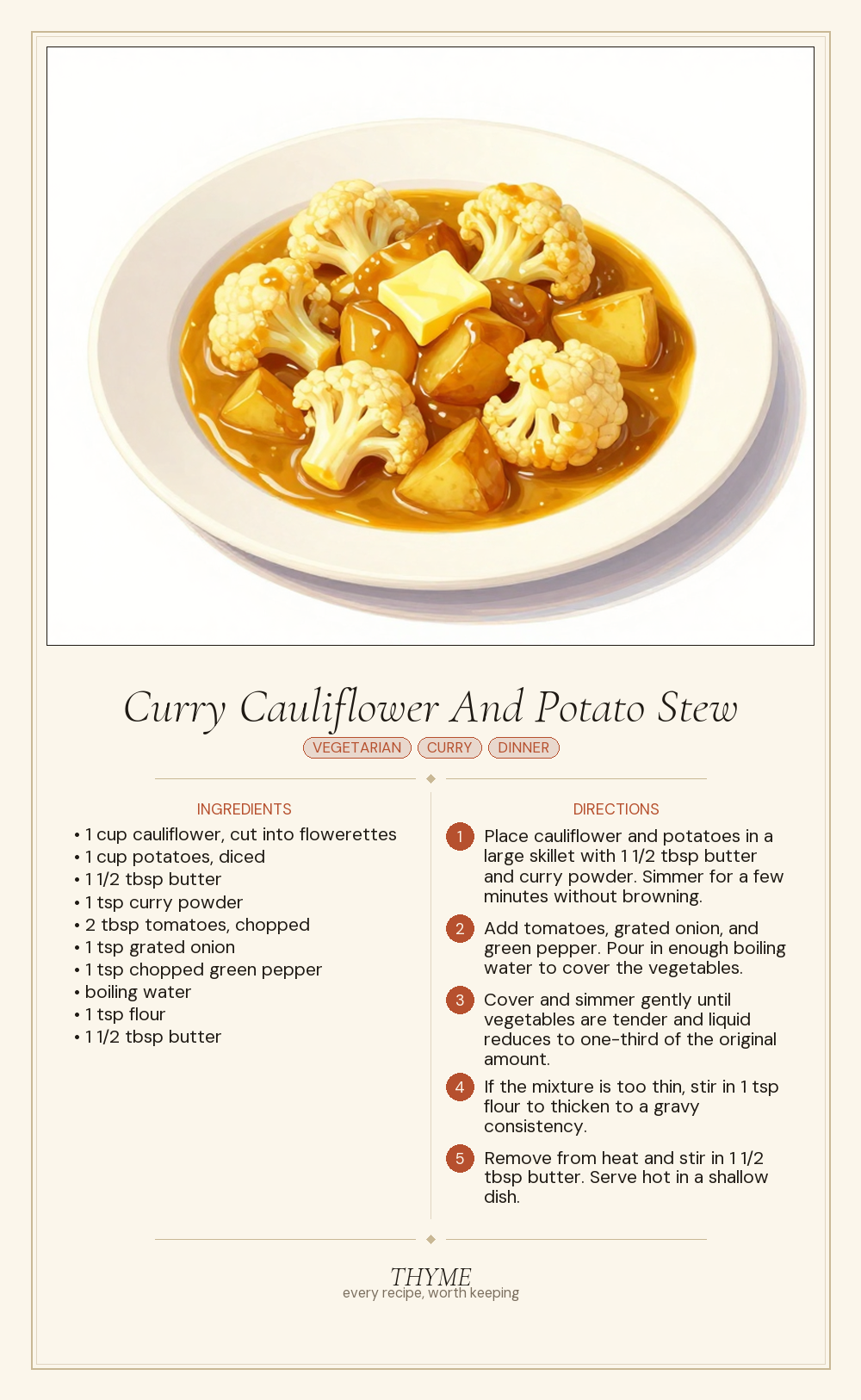 Curry Cauliflower And Potato Stew