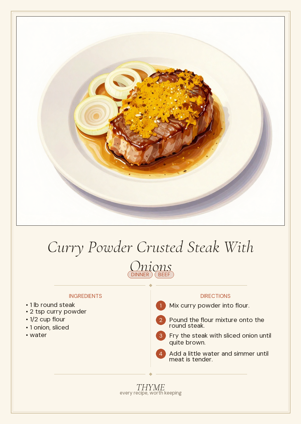 Curry Powder Crusted Steak With Onions