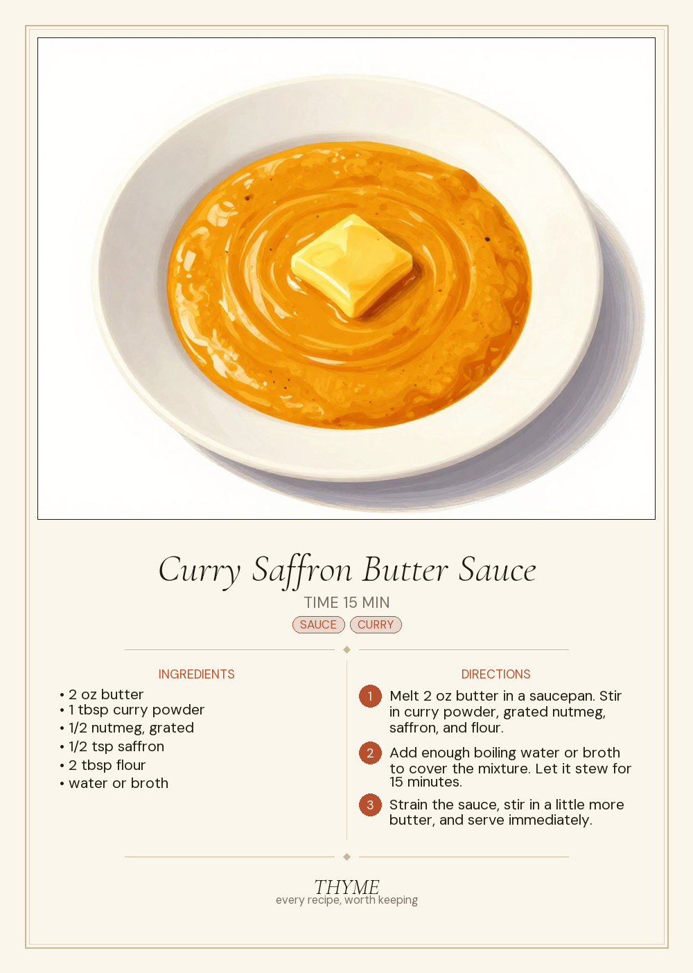 Curry Saffron Butter Sauce