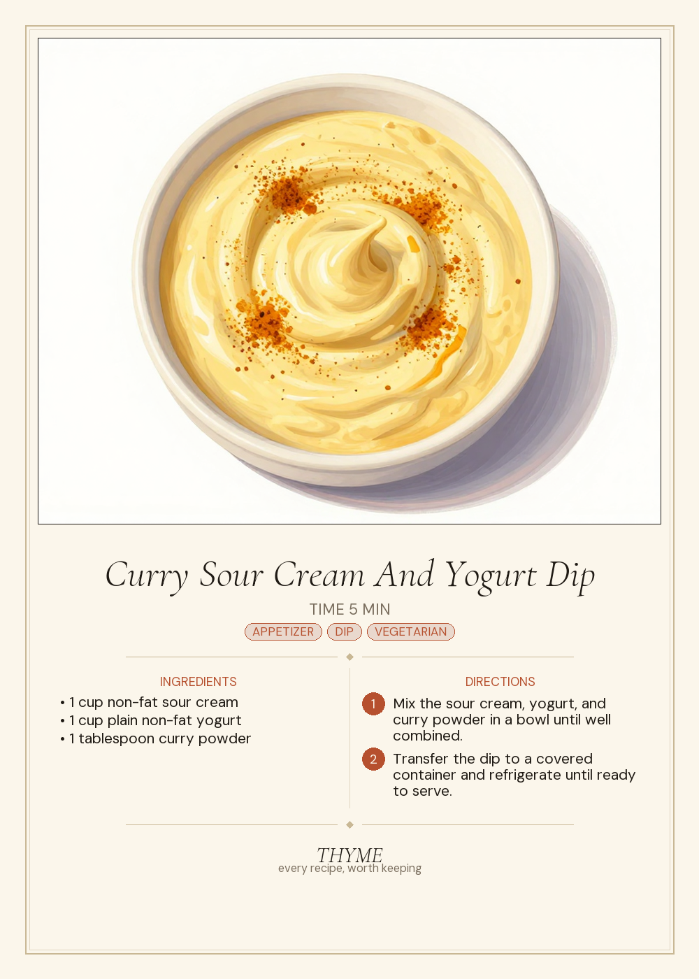 Curry Sour Cream And Yogurt Dip
