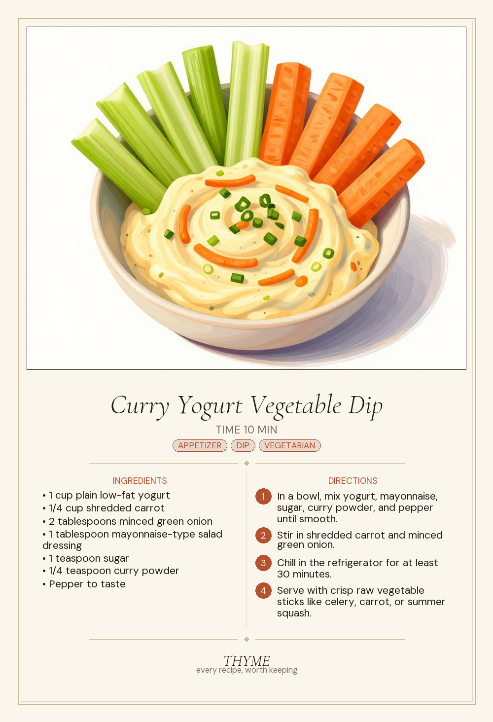Curry Yogurt Vegetable Dip