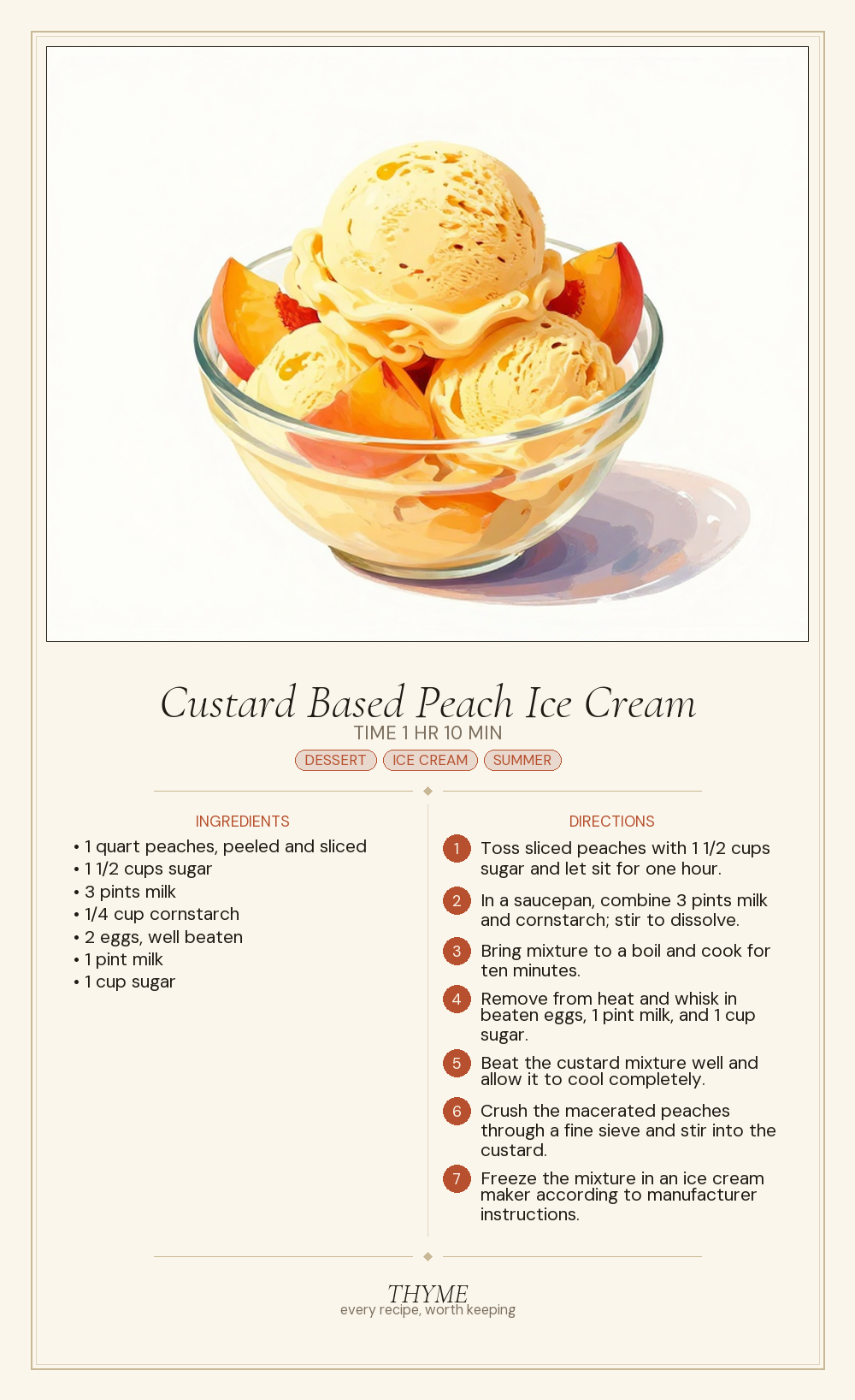 Custard Based Peach Ice Cream