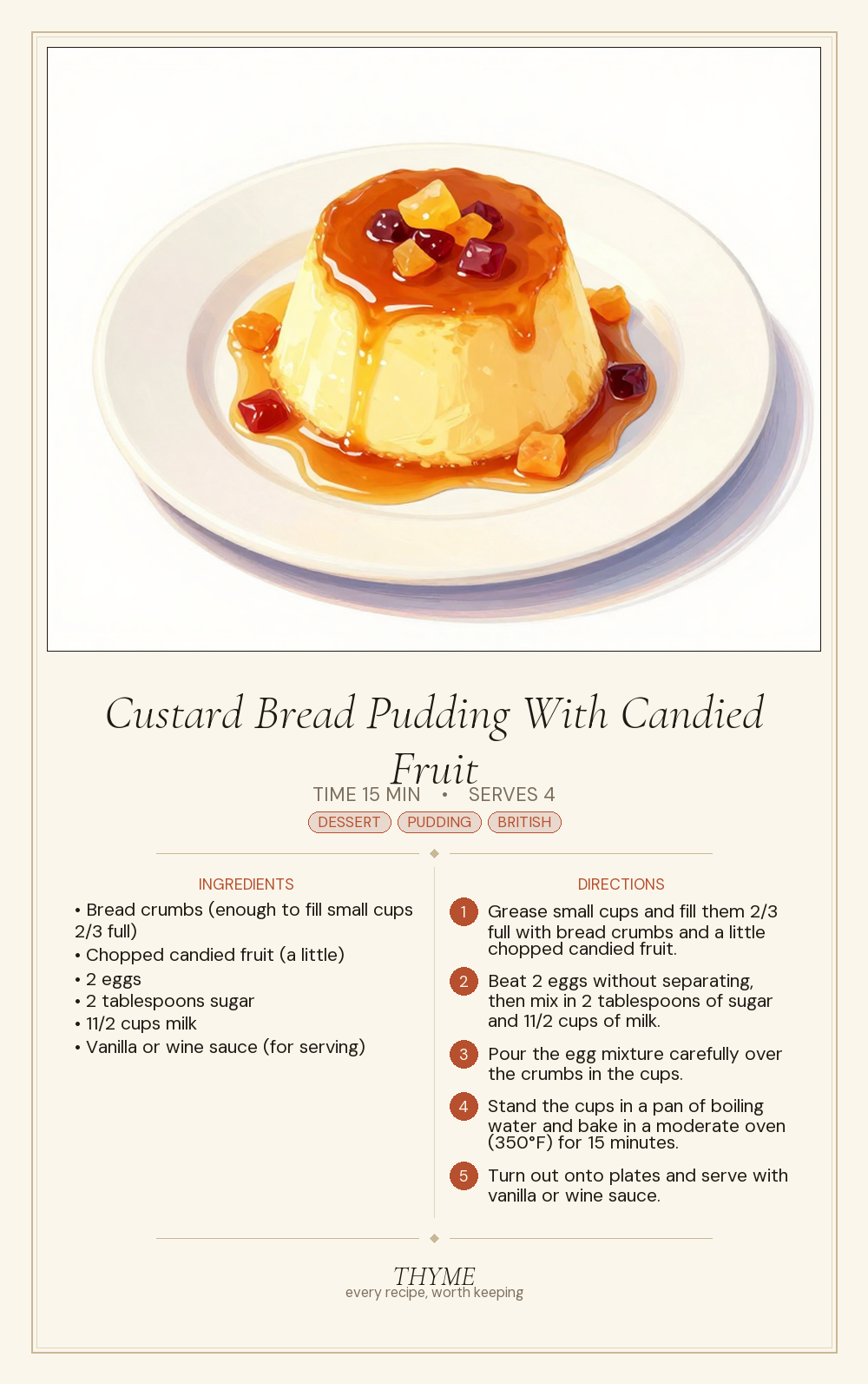 Custard Bread Pudding With Candied Fruit