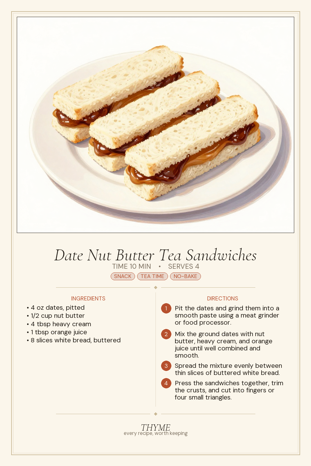 Date Nut Butter Tea Sandwiches