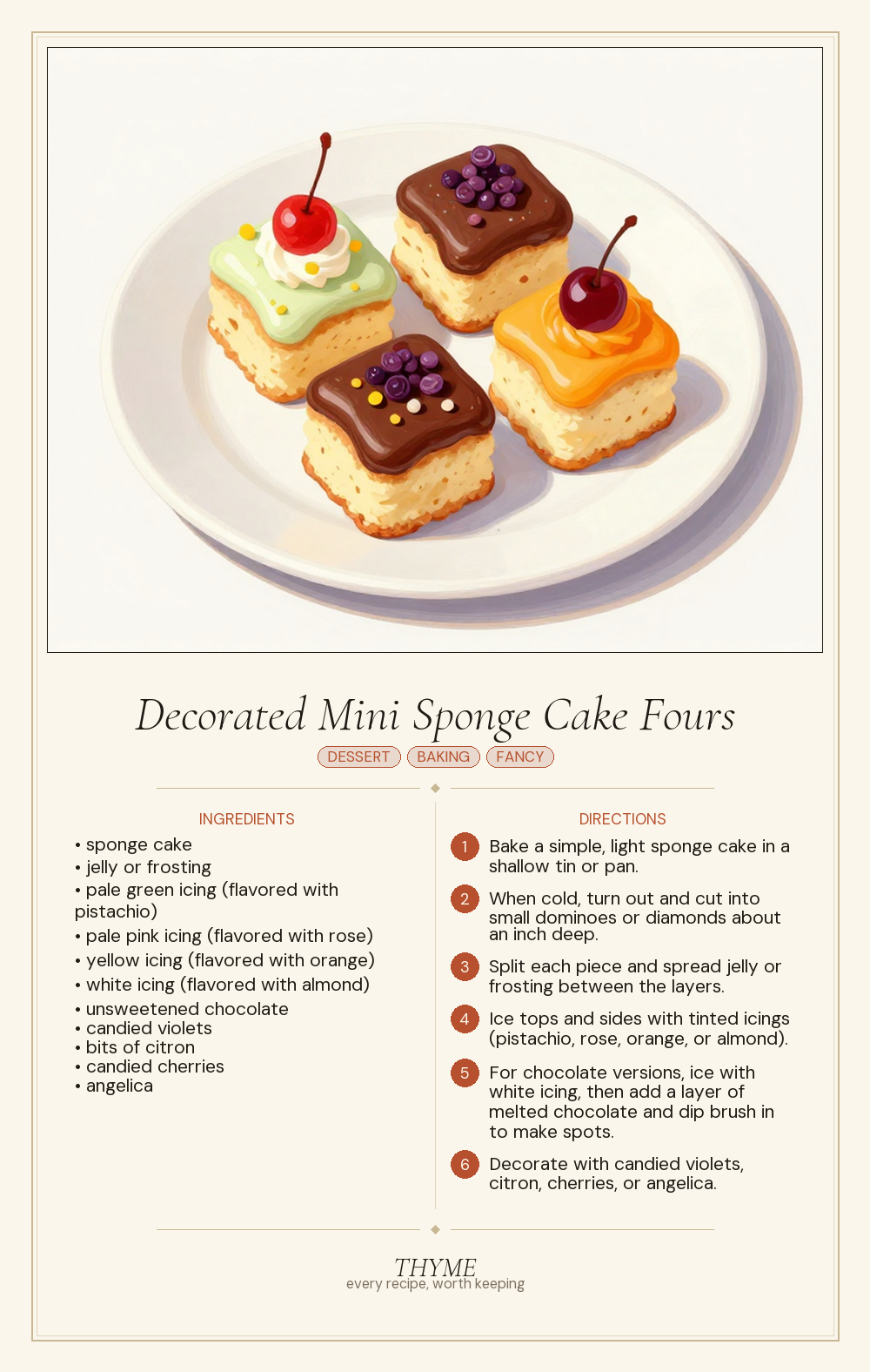 Decorated Mini Sponge Cake Fours