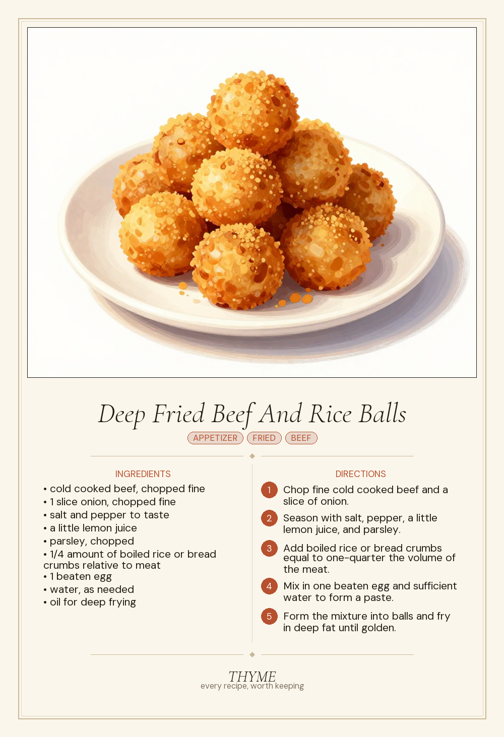 Deep Fried Beef And Rice Balls
