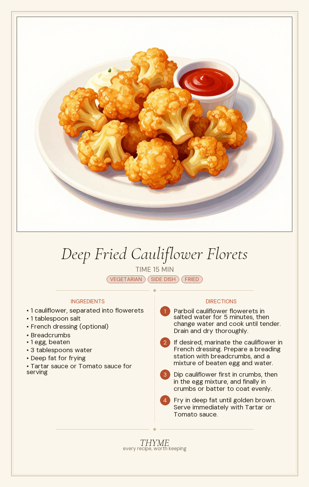 Deep Fried Cauliflower Florets