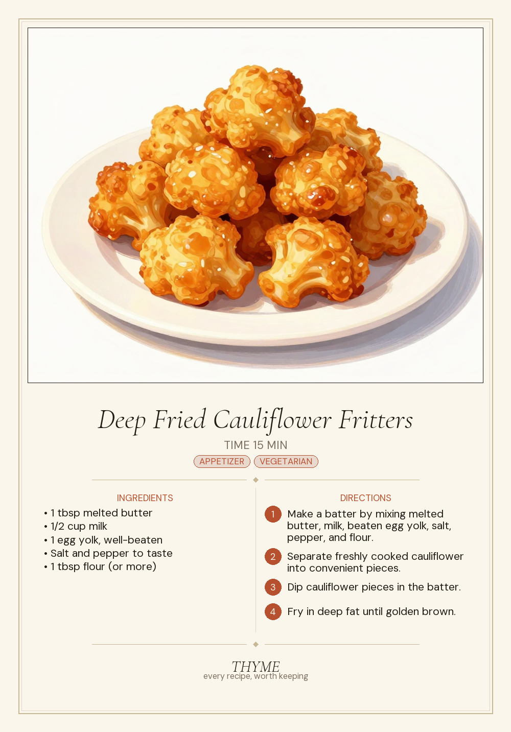 Deep Fried Cauliflower Fritters